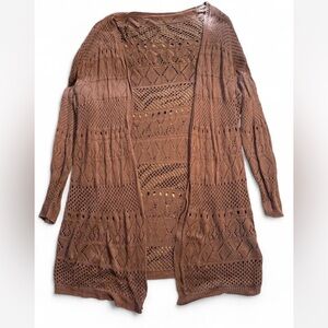 SHEIN Brown Open-Knit Cardigan